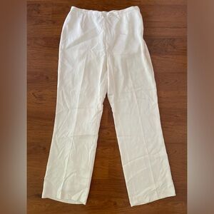 Lafayette 148 Women’s Sz 12 Silk Pants Lined Career High Rise Wide Leg Cream